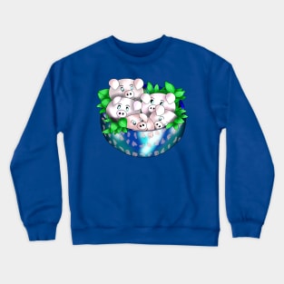 Cute piggy dumplings in a blue bowl Crewneck Sweatshirt